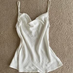 White satin coquette cami with crowl neck - size S